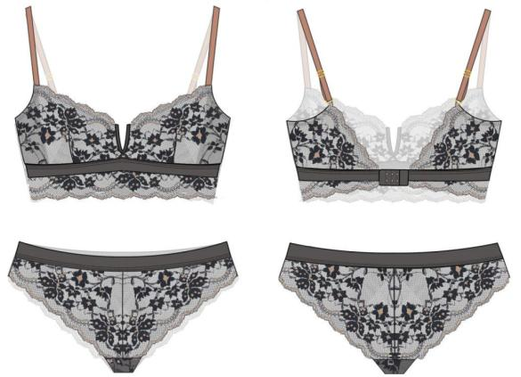 Black Floral Lace Set Design