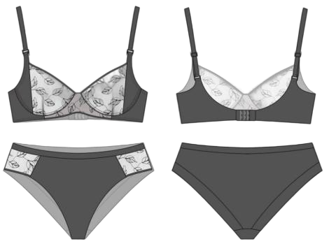 Black Leaf Print Set Design