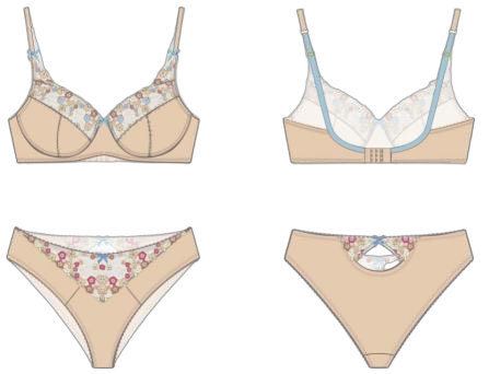 Champagne Floral Applique Set Design