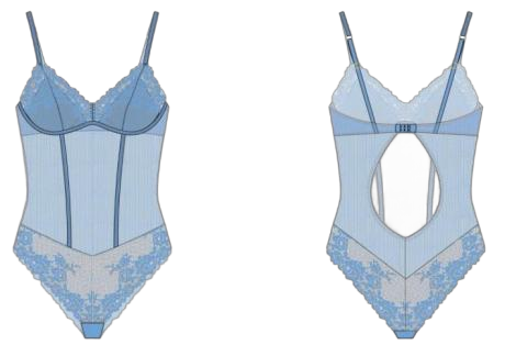 Blue Mesh Lace Bodysuit Design