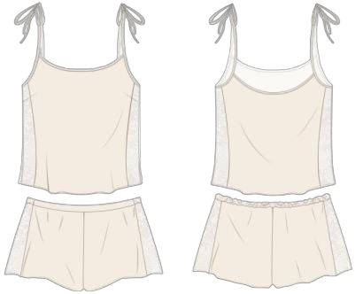 White Satin Lace Loungewear Design
